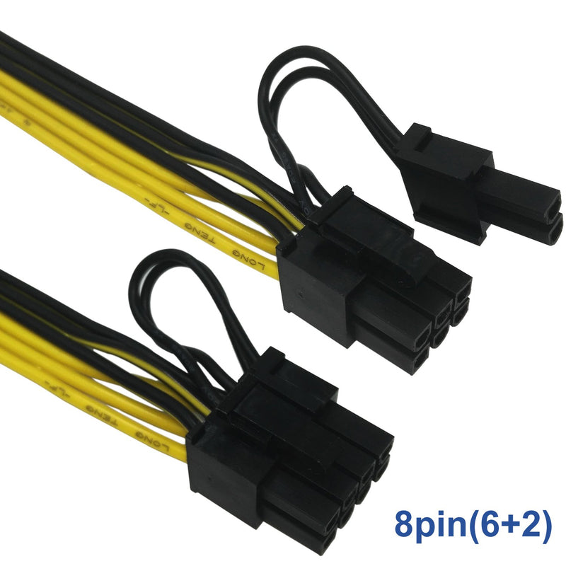 COMeap (2-Pack) 6 Pin Male to 8 Pin (6+2) PCI Express Power Adapter Cable for CoolerMaster and Thermaltake Power Supply with 6 Pin Port 20-inch (51cm) 6 Pin to 8 Pin 20-in