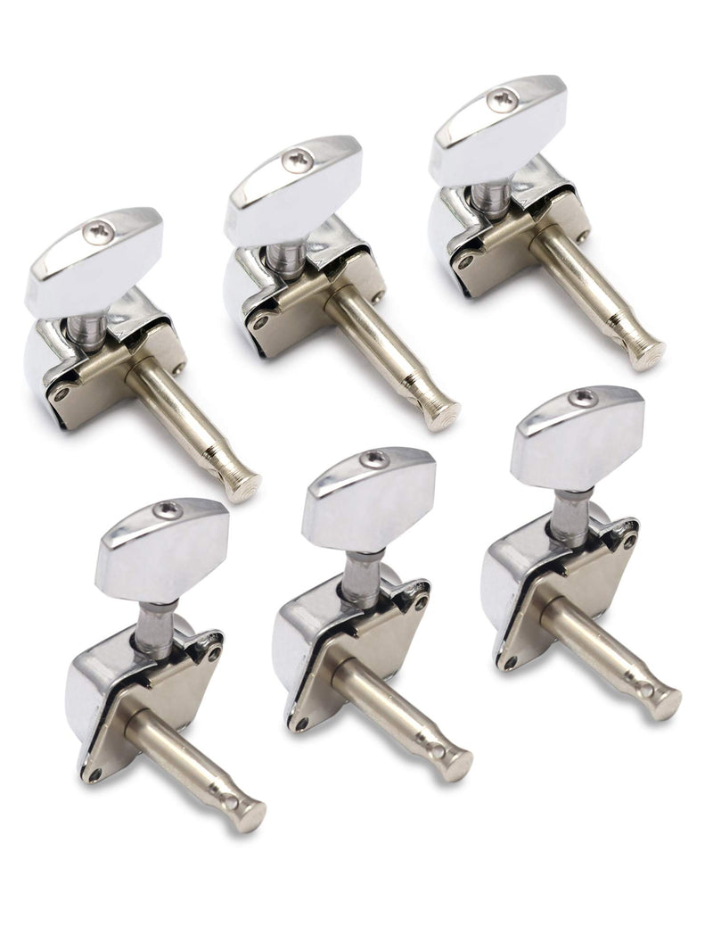Metallor Semiclosed String Tuning Pegs Machine Heads Tuners 3L 3R Electric Acoustic Guitar parts Replacement Set of 6Pcs Chrome. (3L+3R) 3L 3R-Chrome