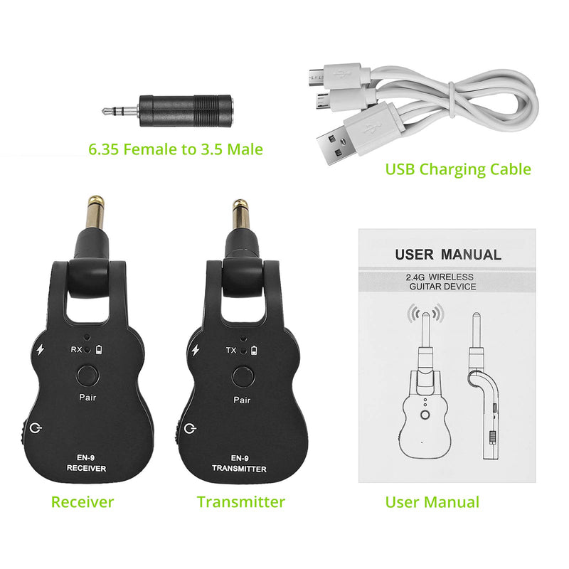 [AUSTRALIA] - LiNKFOR 2.4GHZ Wireless Guitar System Built-in Rechargeable Wireless Guitar Transmitter Receiver Support 6 Channels Audio Transmitter Receiver for Electric Guitar Bass 