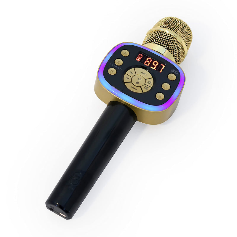 Carpool Karaoke The Mic 2.0 2021 Version, Wireless Bluetooth Karaoke Microphone with Voice Changing Effects and Duet Options, Gold 1 Gold & Black