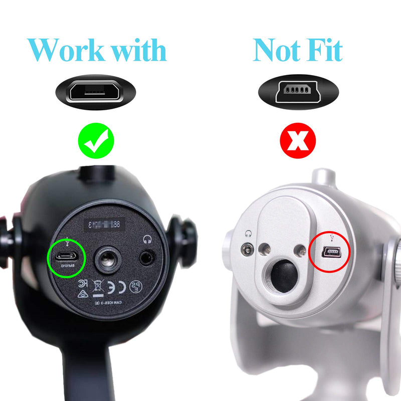 10 Ft Micro USB Cable for Blue Yeti Nano, Yeti X USB Microphone Mic Replacement Cables Cord