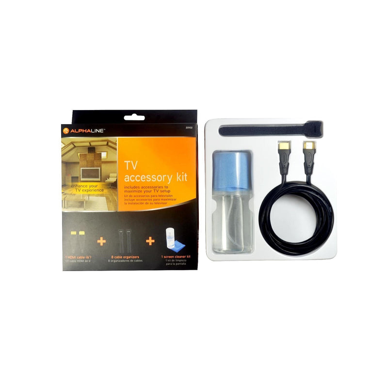 AlphaLine TV Accessory Kit (1 HDMI cable, 8 cable organizers, 1 screen cleaner kit)
