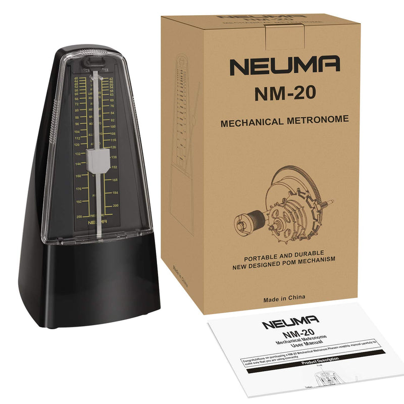 NEUMA Mechanical Metronome for Piano Guitar Bass Drum Violin and Other Musical Instruments,Pyramid Design (Black)