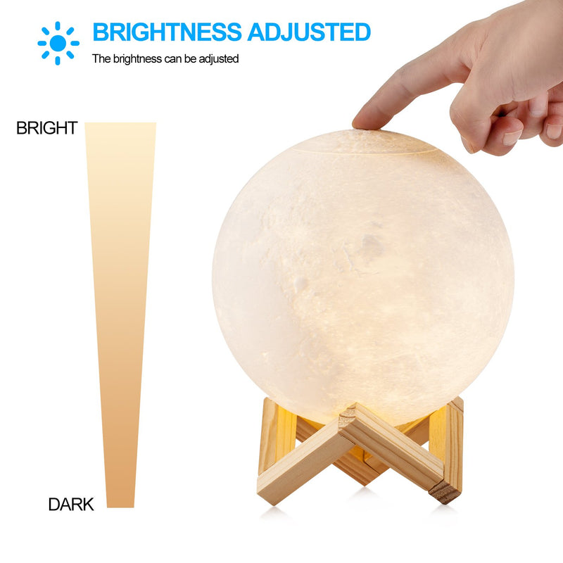 Gahaya 5.9"/15cm Moon Lamp, 3D Printed Light, Touch Control, Stepless Dimmable, Warm White (3000K) and Cool White (6000K), PLA Material, USB Recharge 5.9" 3 Colors