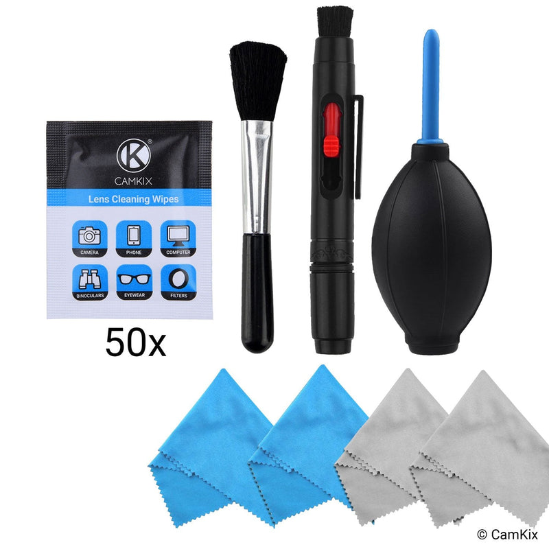 Camera Lens Cleaning Kit - Air Blower, Cleaning Brush, 2in1 Lens Cleaning Pen, 50 Individually Wrapped Wet Tissues and 4 Microfiber Cloths
