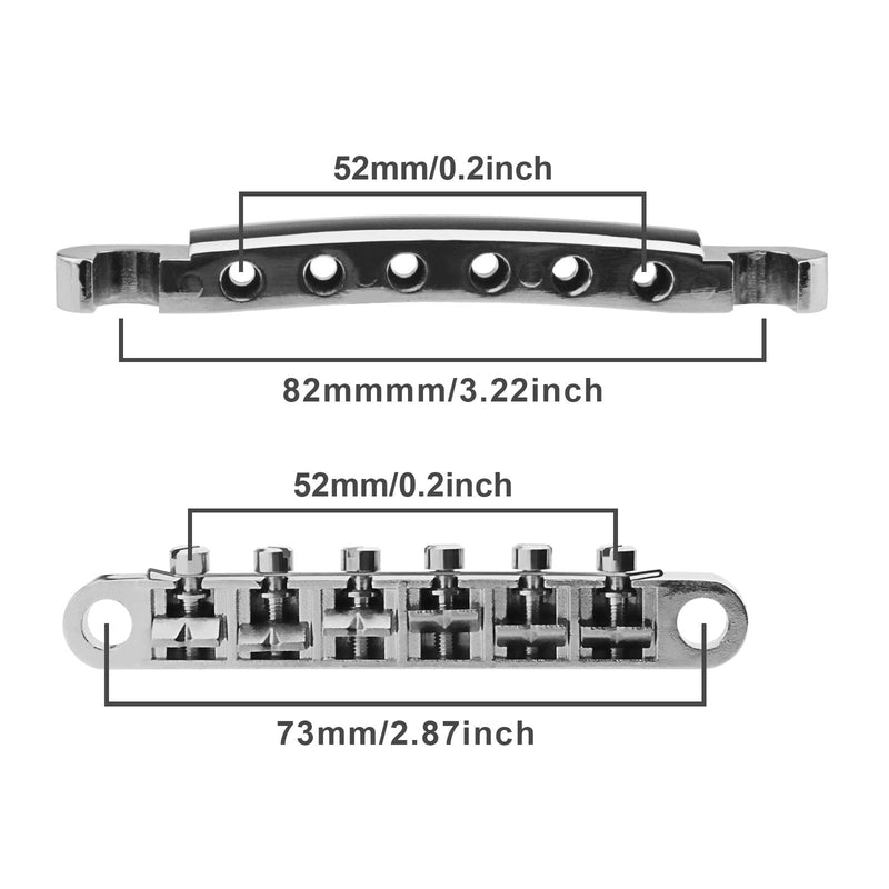 Silver Electric Guitar Tune-o-Matic Tailpiece & Bridge Set With Studs Mounting Accessories Fit For Epiphone Les Paul Replacement Parts Silver