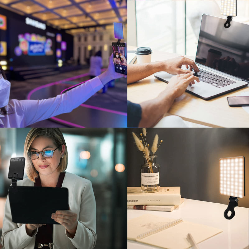 [AUSTRALIA] - GreatLPT RGB Phone Light Clip, Cell Phone Fill Light 360° Full Color CRI 95+ Dimmable 2500K-8500K, 2000mAh Rechargeable Phone Clip Light for Selfie, Makeup, Video Conference, TikTok 