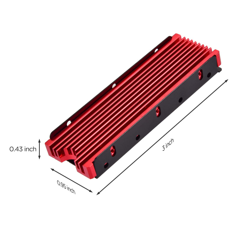 M.2 2280 SSD Heatsink, PCIE NVME or SATA m2 2280 SSD Double-Sided Heat Sink - Red