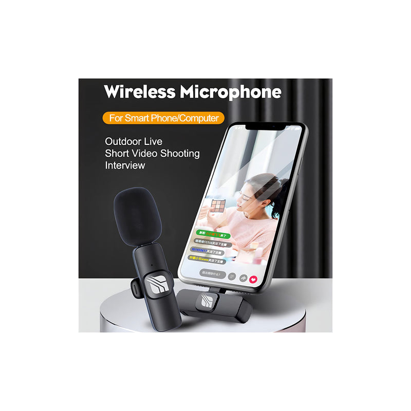 [AUSTRALIA] - SPEC Portable External Wireless Lavalier Clip On Microphone iPhone for Live Streaming, Video Recording, TIK Tok Live, Facebook Live, YouTube Live Streaming for iPhone (Black) Black 