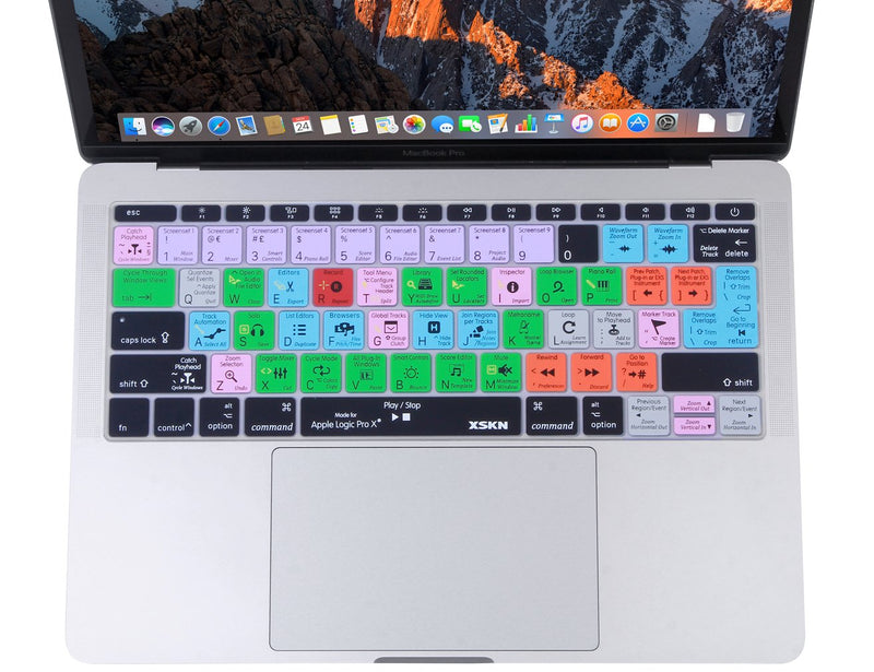 XSKN 2016 Shortcut Design Series Keyboard Skin Cover for New MacBook 12 (2015 Model A1534) and New MacBook Pro 13 (2016 Newest Version A1708, No Touch Bar), US&EU Version (Logic)