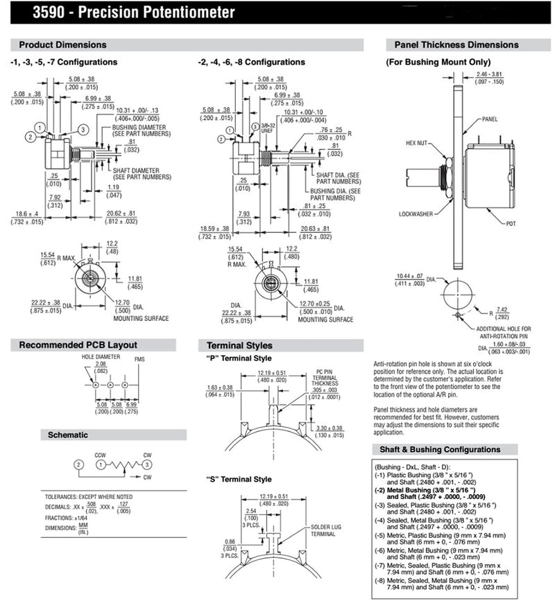 Molence 5PCS 3590S Potentiometer, Multiturn Wire Wound Precision Adjustable Resistor with Knob Cap (10K) 10K