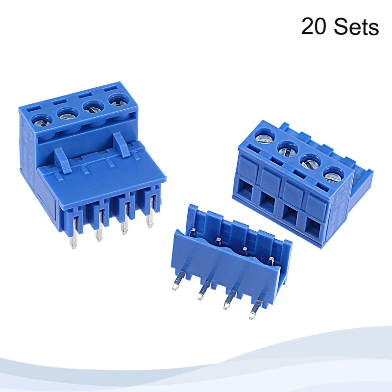 [AUSTRALIA] - MECCANIXITY PCB Mount Screw Terminal Block 5.08mm Pitch 4 Pin 15A Plug-in for Electrical, Instruments 20Set 