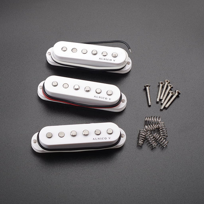 Alnicov 3PCS Guitar Single Coil Pickups,Neck Middle Bridge SSS Pickups Set for Strat ST Style Guitar Accessory(White)