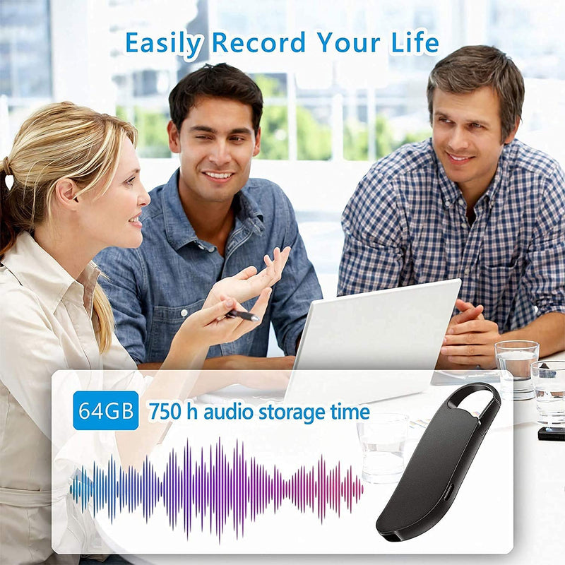 64GB Digital Voice Recorder, Vandlion Mini Voice Activated Recorder for Lectures Meetings, Audio Recording Device with Voice Activated Triple Noise Reduction Stereo HD Functions