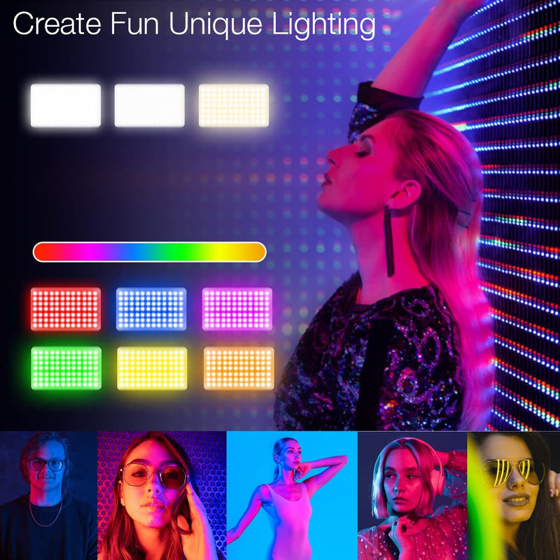 Fugetek RGB LED Video Light with Flexible Desktop Tripod, 77 RGB Beads, Wired Controller, USB Powered, Portable, 3200k-6500k, Streaming, TIK Tok, Photography RGB1.0