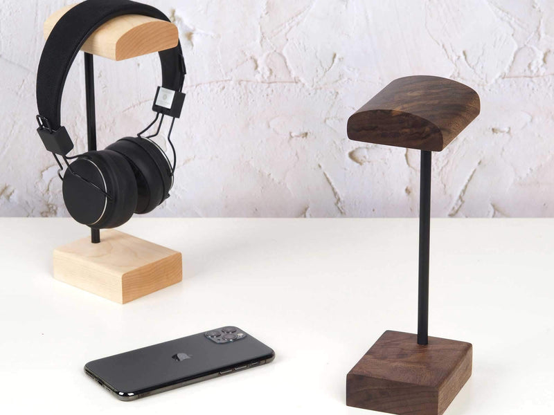 Wooden Headphone Headset Holder Earphone Hanger Home Desk Display Stand (Walnut) WALNUT