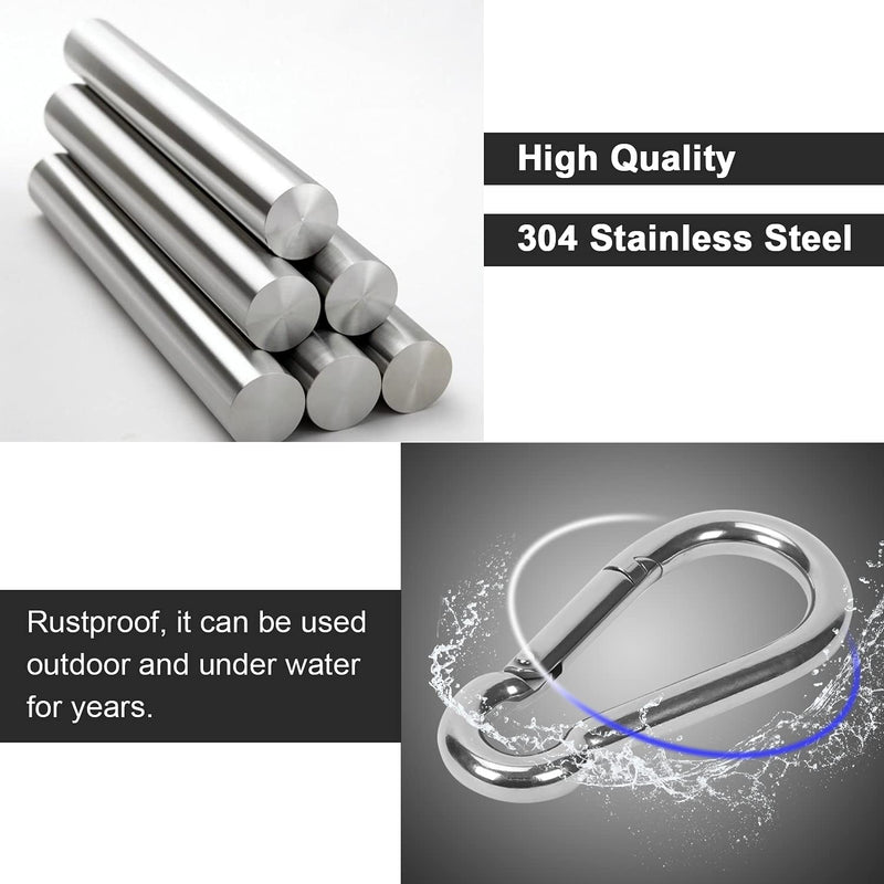 [AUSTRALIA] - Stainless Steel Small Carabiner Clip, 14Pcs Heavy Duty Spring Snap Hooks Spring Clips Quick Link Keychain, Easy Open and Close for Camping, Hiking, Traveling, Fishing, Backpack, M4 1.57inch 