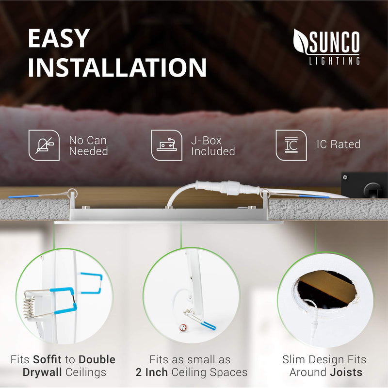 Sunco Lighting 4 Inch Slim LED Downlight with Junction Box,10W=60W, 650 LM, Dimmable, 5000K Daylight, Recessed Jbox Fixture, Simple Retrofit Installation - ETL & Energy Star 1 Pack