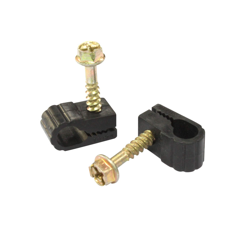 Coaxial Cable Clips - Cable Holder - Wire Clips - Siding Clips For Hanging - Cord Holder For Desk - Cable Clamps - Cord Clip - Wire Organizer Clips - Tv Mount Screws - Black - 100 Pack - STEREN 100 count - Single Screw