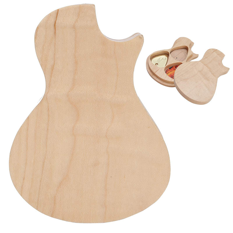 Wood Guitar Pick Box, Maple Solid Wood Box Guitar Pick Holder with 3 Picks Guitarist Gifts Musical Instrument Accessories