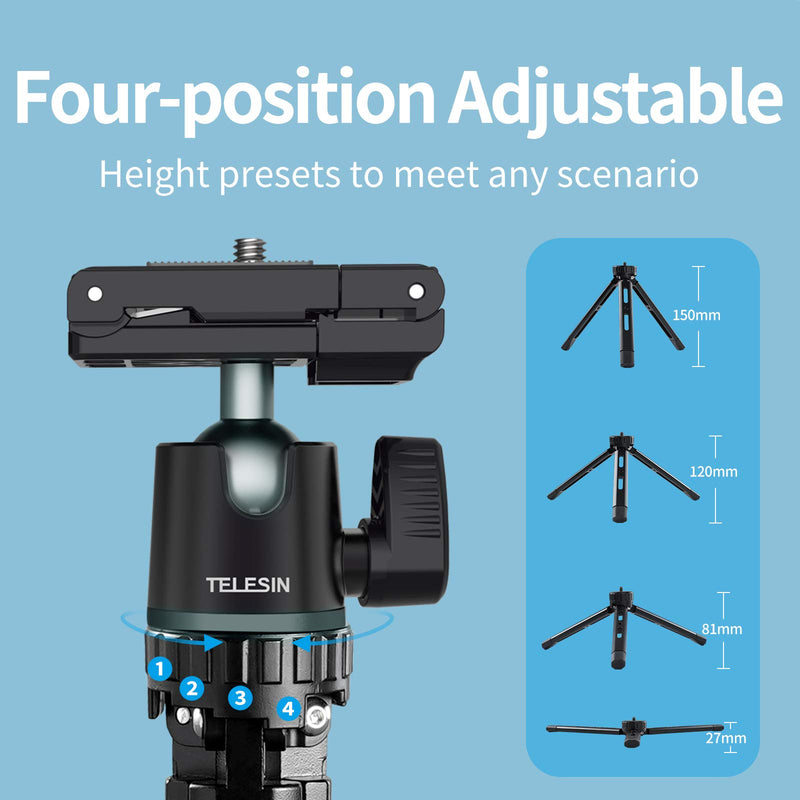 Camera/Phone Tripod, Strong Aluminum 360 Rotation with Phone Holder Cold Shoe Mount, Universal for DSLR iPhone Samsung Canon Nikon Sony Go Pro Video Vlogging Live Streaming Tripod C