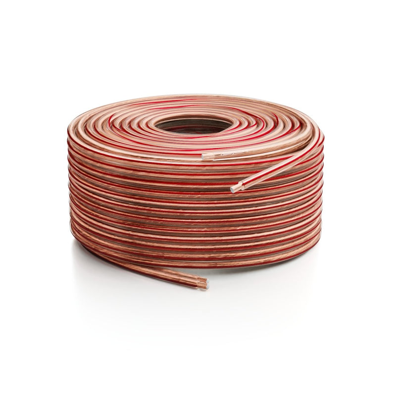 deleyCON 10m (32.81 ft.) Loudspeaker Cable 2x 2.5mm² Speaker Cable CCA Copper-Coated Aluminium 2x50x0.25m (82.02 ft.) m Filaments Polarity Marking - Transparent 10 meters (32.81 ft.)