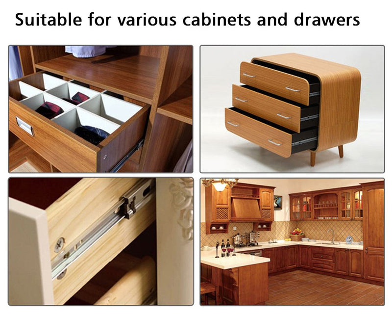 Drawer Slide 11 Inch Ball Bearing 3 Section Drawer Cabinet Slide, Side Mount 2pcs (Silver) 13 Inch Silver