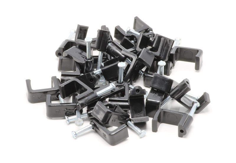 THE CIMPLE CO - Dual, Twin, or Siamese Coaxial Cable Clips, Cat6, Electrical Wire Cable Clip, 1/2 in Nail Clip and Fastener, Black (50 Pieces per Bag) 50 Pack Black, Double