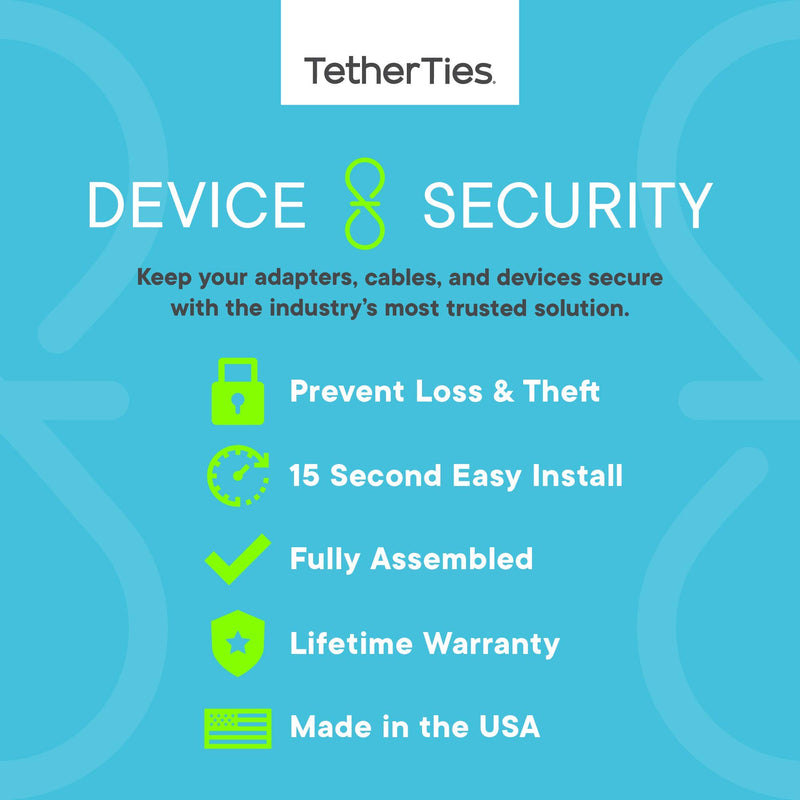 TetherTies Cable Tethers White 5 Pack | Patent-Pending Pre-Assembled Adapter Tethers | Secure Your Computers Adapters & Mac Dongles | Easy Installation | Free Crimping Tool 5 Pack of TetherTies Cable Tethers