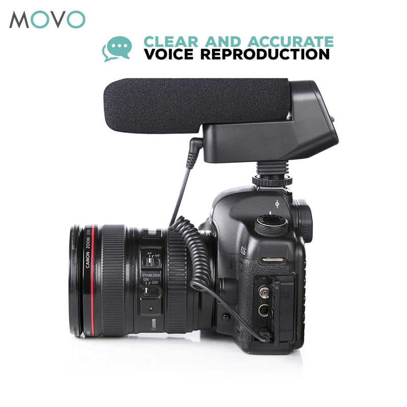 Movo On-Camera Shotgun Video Microphone Compatible with Canon EOS 80D, 77D, 70D, 60D, 7D, 7D Mark II, 6D, 5DS, R, 5D, 5D Mark IV, 1D, Digital Rebel SL1, T7i, T6s, T6i, T5i, T4i and T3i DSLR Cameras