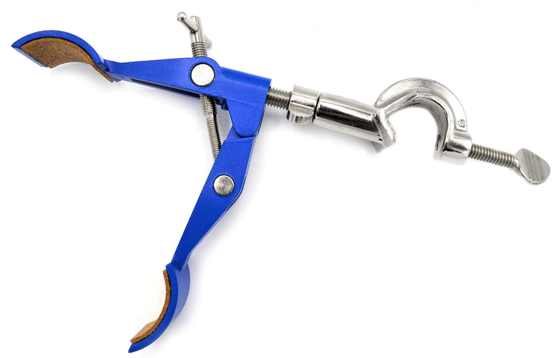 2 Prong, Cork Lined, Burette, Flask, Beaker Clamp on Swivel Bosshead - 4.3" Max Clamp Opening, Bosshead fits up to 18mm Rods - Zinc Alloy Clamp - Research, Industrial Laboratory Grade - Eisco Labs