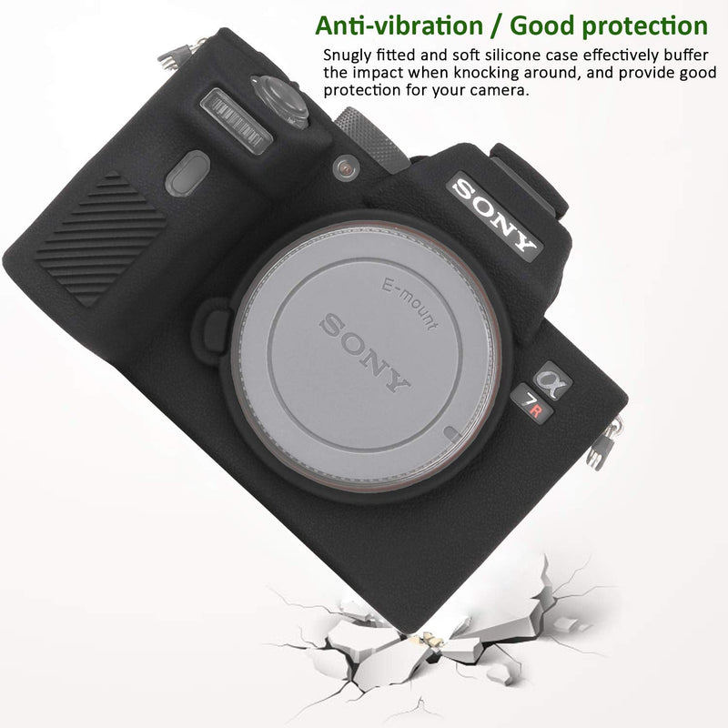 Easy Hood Camera Case for Sony Alpha a7III a7 III a7R III a7RIII ILCE-7RM3 a73 a7R3 a7R Mark III Soft Silicone Rubber Protective Body Housing Case Skin Camera Protector Cover (Black) Black