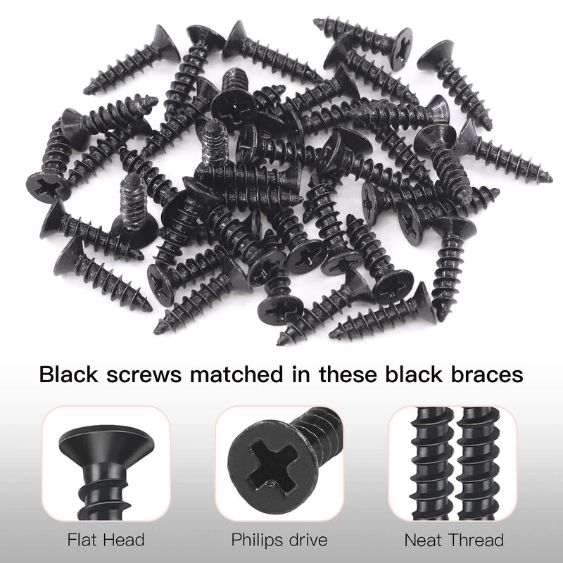 Hilitchi Straight Bracket Stainless Steel Black Straight Corner Braces Straight Flat Brace Mending Repair Flat Plates with Screw (100mm, 15 Pack) 100MM
