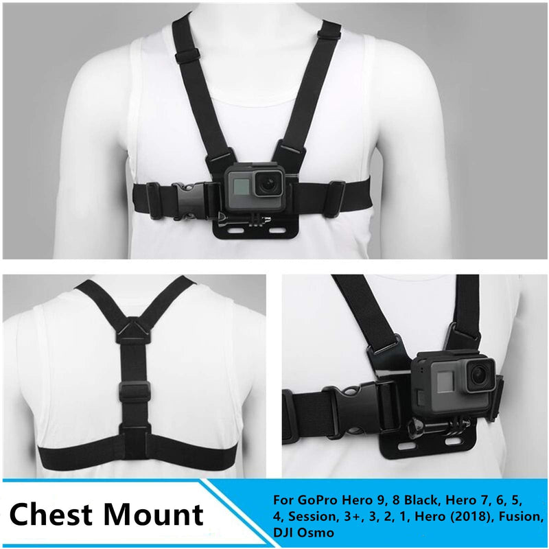 Dream Bull Chest Mount Harness Chesty Vest Head Mount Strap for Action Camera Compatible with GoPro Hero 10,9,8,Max,Go Pro Hero 7,6, 5,4, Session,3+,3,Hero (2018),Fusion,DJI Osmo,AKASO