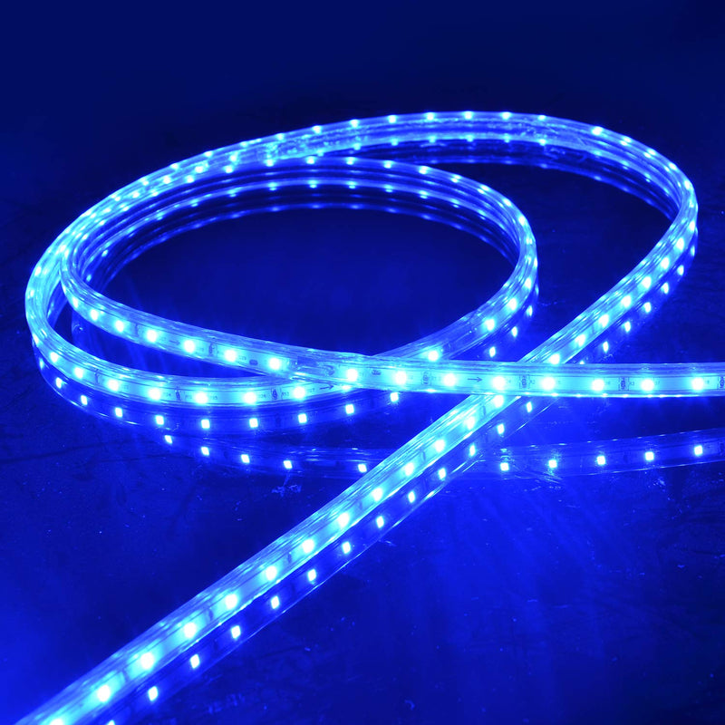 GuoTonG 50ft/15m LED Light Strip kit,Waterproof, Blue,220V 2 Wire, Flexible, 900 Units SMD 2835 LEDs,UL Listed Power Supply,Indoor/Outdoor Use, Ideal for Backyards, Decorative Lighting