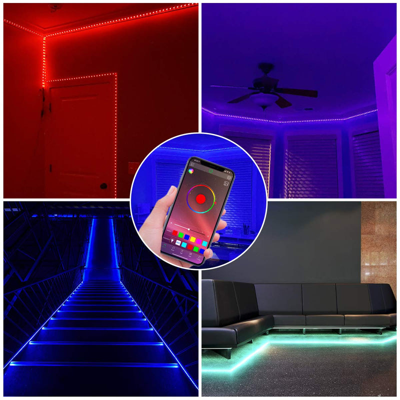 [AUSTRALIA] - Music LED Strip Lights 65.6ft Long Color Changing Light Strip with Remote 600LEDs RGB Power Strip with UL Listed Adapter for Bedroom Ceiling Under Cabinet Children's Room 