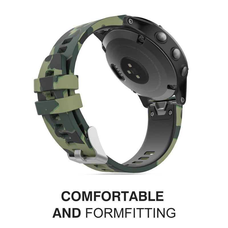 MoKo 22mm Band Compatible with Garmin Fenix 6/6 Pro/Fenix 5/5 Plus/Forerunner 945/Forerunner 935/Aproach S60/S62/Quatix 6, Printing Pattern Silicone Strap Ground Force Camouflage