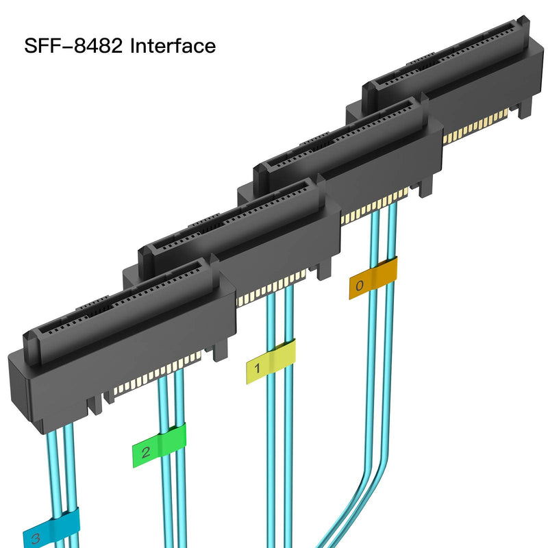 WORDIMA Mini SAS HD Cable, Internal Mini SAS HD SFF-8087 Host to SFF-8482 Target Hard Disk and SATA Power Cable 0.5 Meters