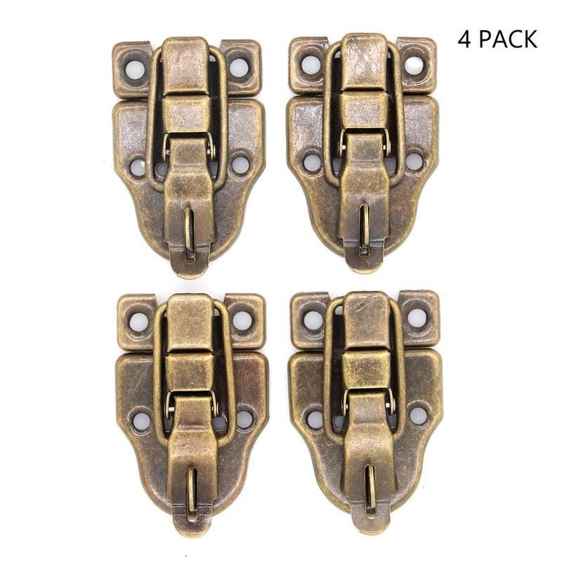 4 PCs Retro Antique Brass Tone Box Toggle Latch Duckbilled Hasp with Padlock Hole for Wooden Cases
