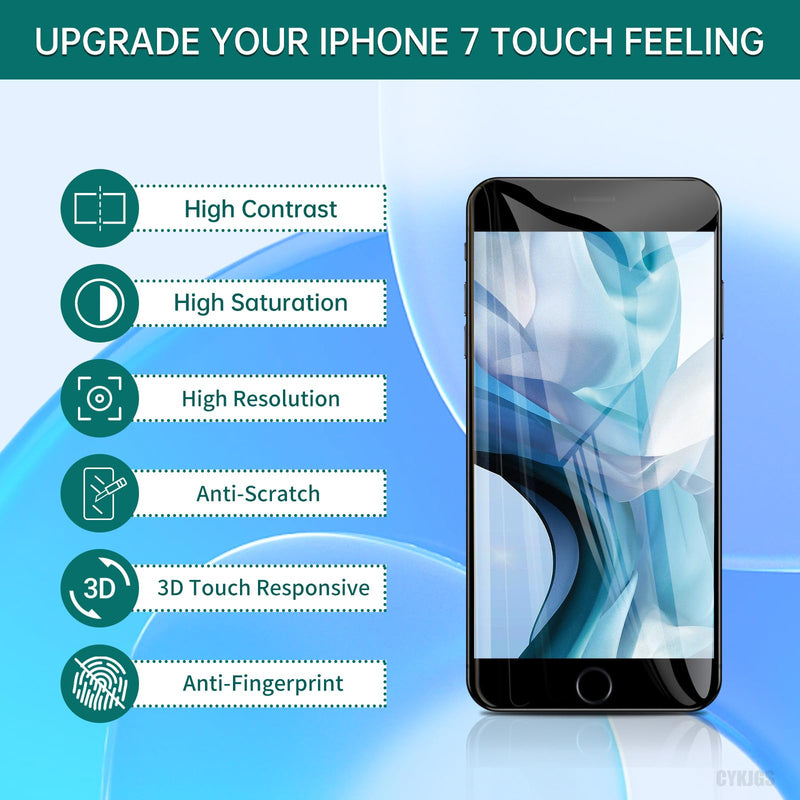 for iPhone 7 Screen Replacement Black with Home Button 4.7" 3D Touch LCD Display Digitizer Full Assembly with Front Camera Ear Speaker Front Glass Fix Tools Repair Kit for A1660, A1778, A1779