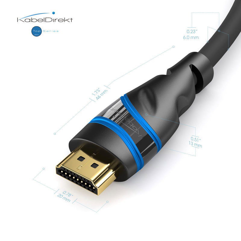 KabelDirekt – 6ft – 4K HDMI Cable (4K@120Hz & 4K@60Hz for a Stunning Ultra HD Experience – High Speed with Ethernet, Full Metal connectors, Blu-ray/PS4/PS5/Xbox Series X/Switch, Blue/Black) 6 Feet