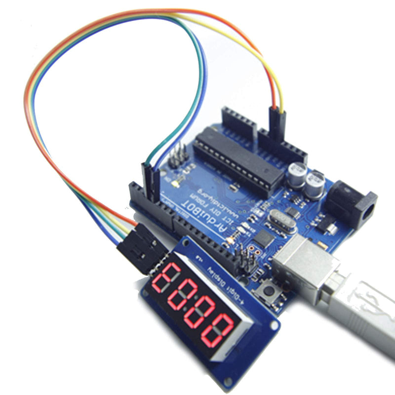 ALAMSCN LED Display Module TM1637 0.36'' 4-Digit 7 Segment 4 Bits Red Digital Tube for Arduino Driver Board (Pack of 4)