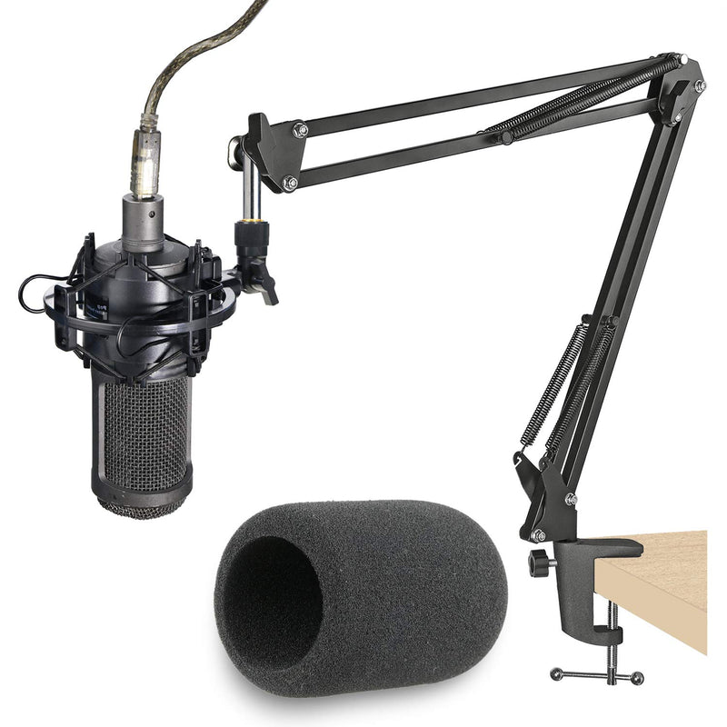 AT2020 Mic Stand with Pop Filter - Microphone Boom Arm Stand with Foam Windscreen for AT2020 AT2020 USB+ AT2035 Microphone by YOUSHARES