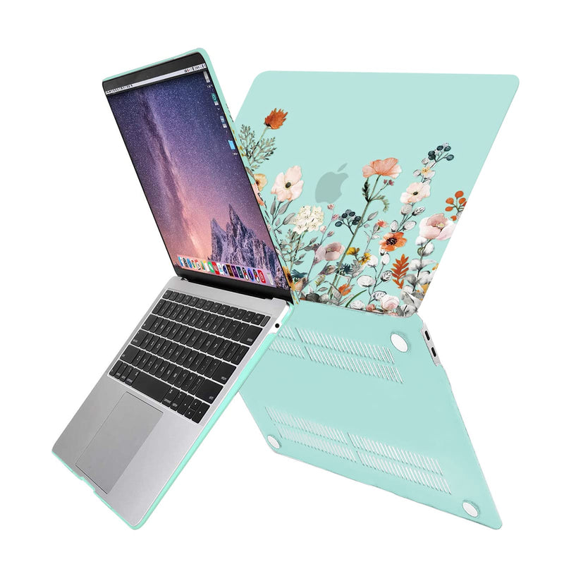 MOSISO Compatible with MacBook Air 13 inch Case 2022 2021 2020 2019 2018 Release A2337 M1 A2179 A1932 Retina Display, Plastic Garden Flowers Hard Shell&Keyboard Cover&Screen Protector, Green