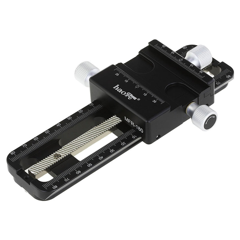 Haoge MFR-180 Macro Focusing Rail Rack Slider for Precision Focus Stacking Stack Nodal Slide Macro Close-up Close Up Photography Built-in Arca Swiss Type Quick Release Clamp and Arca Dovetail Groove