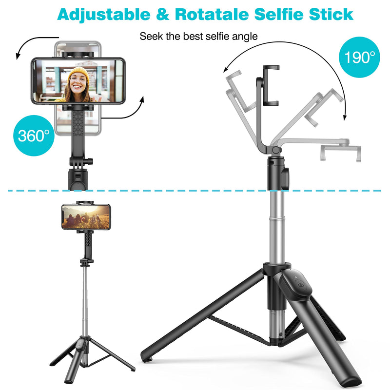 [AUSTRALIA] - Selfie Stick, Extendable Selfie Stick Tripod with Wireless Remote, Portable Phone Tripod Stand for Group Selfie/Live Streaming/Video Recording Compatible with All Cellphone, Compact Size & Lightweight 