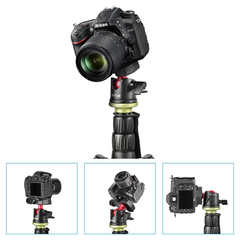 Tripod Ball Head, Ruittos Ballhead 360 Degree Rotating Panoramic Ballhead with 1/4 inch Quick Shoe Plate and Bubble Level for DSLR Camera Camcorder Tripod Monopod Slider, Load 11lbs RT-16BH