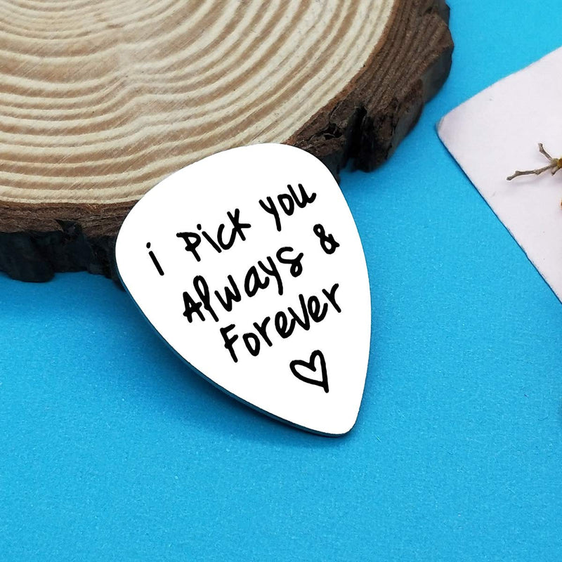 Anniversary Gifts for Him Boyfriend I Pick You Always and Forever Guitar Pick Anniversary Gifts for Husband Birthday Christmas Gifts Valentines Day Gifts for Men