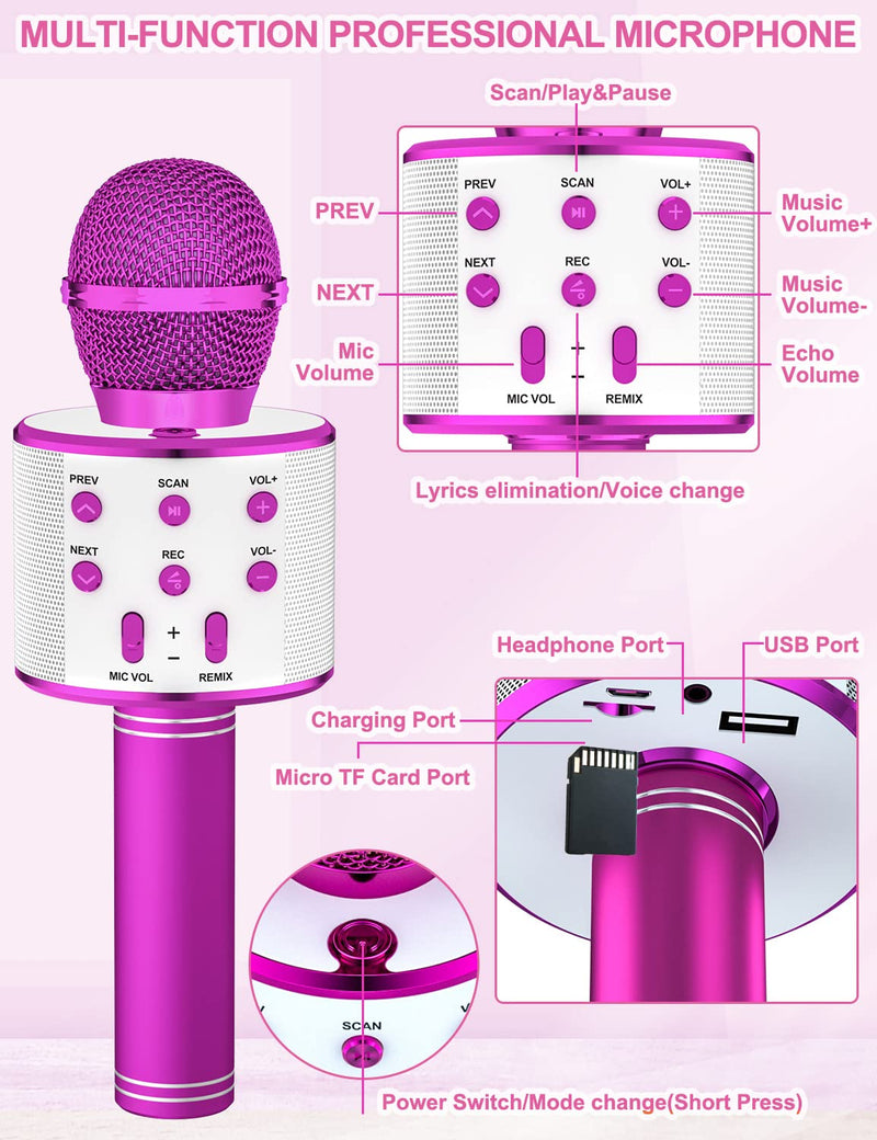 Amazmic Karaoke Microphone for Kids,Wireless Bluetooth Microphone for Singing, Handheld Microphone Portable Karaoke Machine Gift for Girls and Boys Adults Birthday Party, Home KTV(Purple) Purple