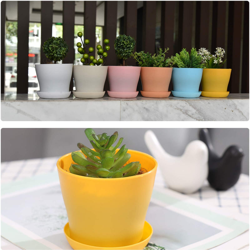 [AUSTRALIA] - JERIA 16-Pack 4" Plastic Flower Plant Pots Thickened Seedlings Nursery Pots, Colorful Flower Plant Container Seed Starting Pots with Pallet (8 Colors) A-multicolor 
